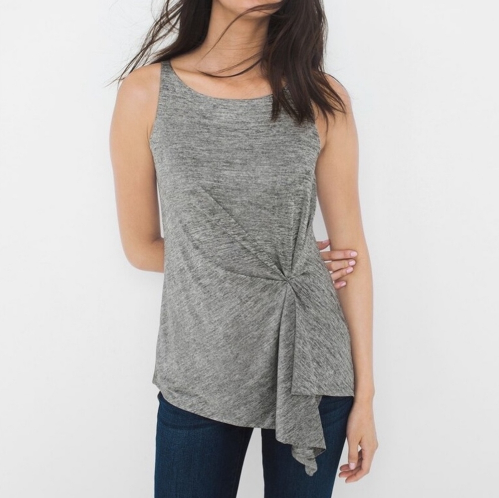 -READ-‎ WHBM Gray Gathred Versatile Tank Blouse Top M
